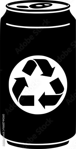 Recyclable metal can with eco symbol outline icon vector