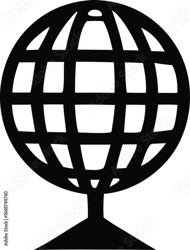 Stylized globe icon representing global reach and international connections and worldwide travel.