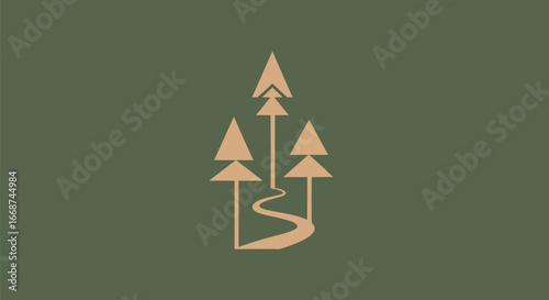 Pine Trees and Path Illustration.