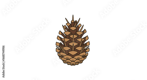 Detailed Pine Cone Illustration on White Background.