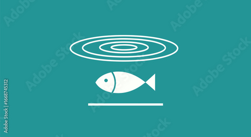 Fish Swimming Under Ripples Illustration.