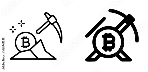 Bitcoin Mining Icon Cryptocurrency Blockchain Digital Currency Technology