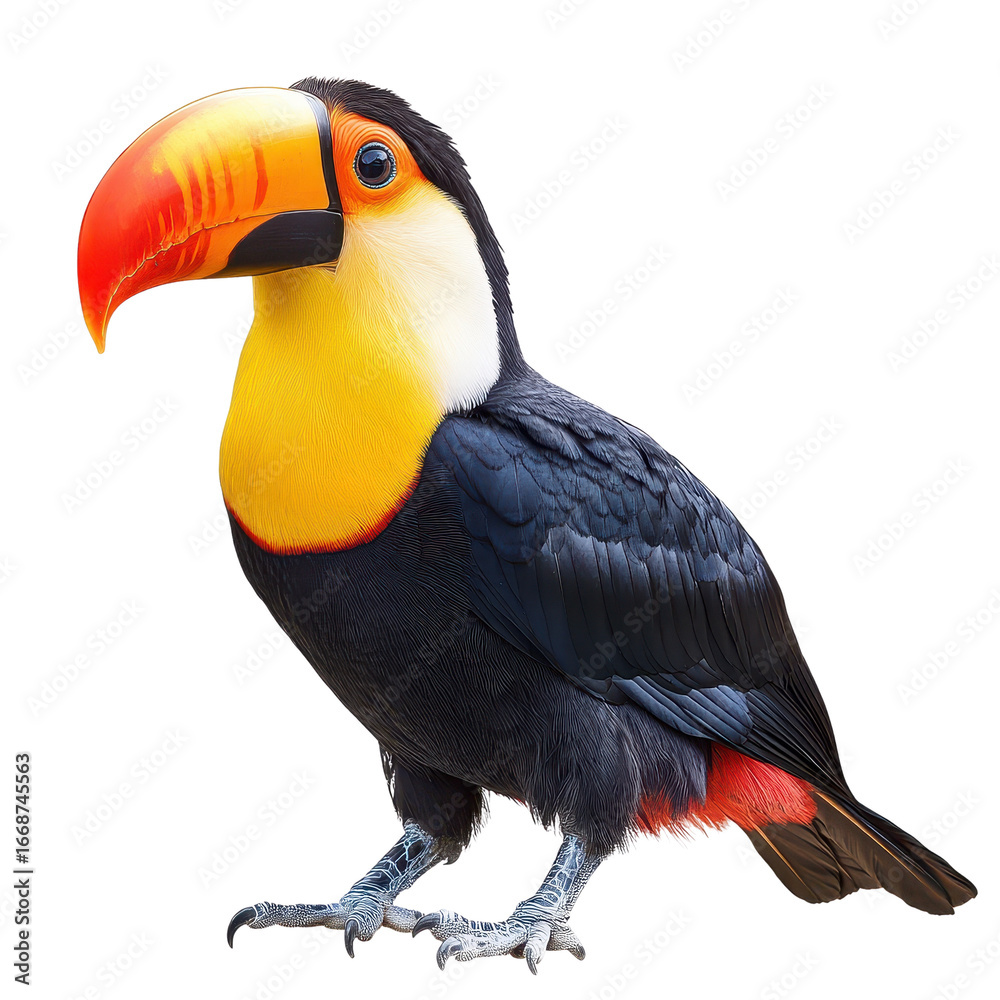 Fototapeta premium Colorful Vibrant toucan bird isolated on a white transparent background