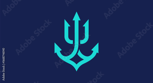 Modern Trident Anchor Symbol for Nautical Design.