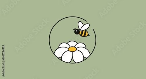 Cute Bee and Daisy Illustration.