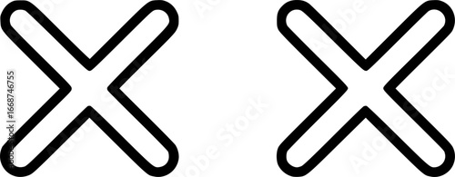 Black and white outline icon of x mark vector style
