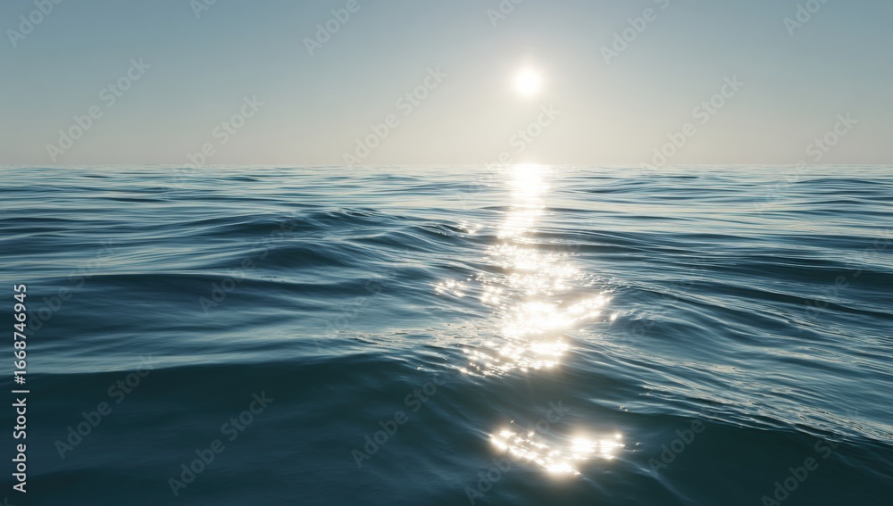 Obraz premium Calm ocean water reflecting a bright sun