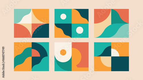Modern grid layout for six square social media posts