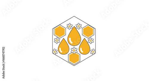 Honeycomb and Honey Drops Design.