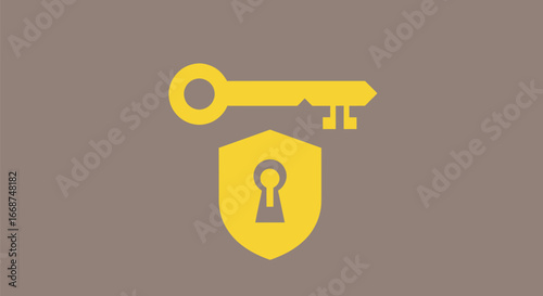 Golden Key and Shield: Symbol of Security and Access Control.