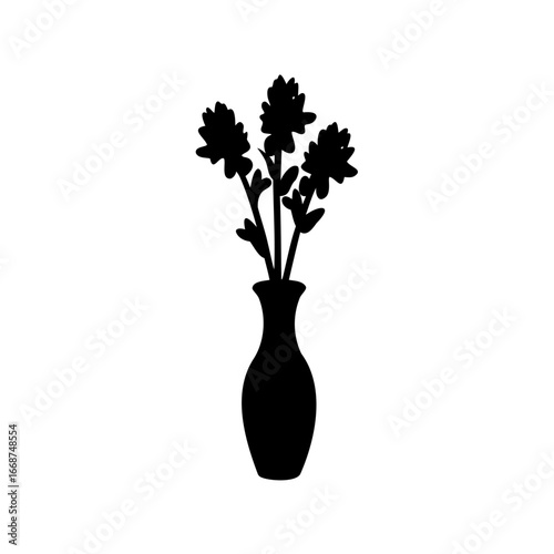 Elegant silhouette of three flowering stems arranged artfully in a simple vase