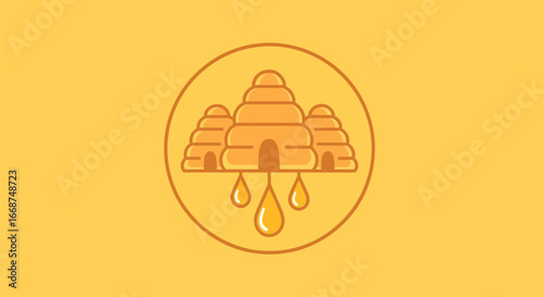 Honeycombs with Honey Drops Illustration for Food and Nature Themes.