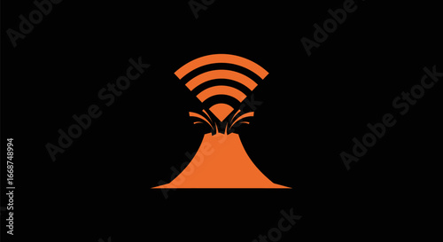 Volcano Wifi Icon: Connecting to Geological Data and Volcanic Activity.
