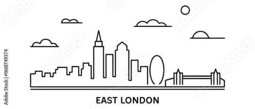 East London Line Art Skyline Vector Minimalist Cityscape Design. with white background