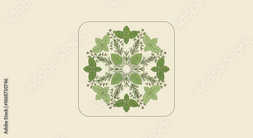 Intricate Green Botanical Mandala Pattern Design.