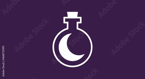 Mystical Potion Bottle with a Crescent Moon Inside.