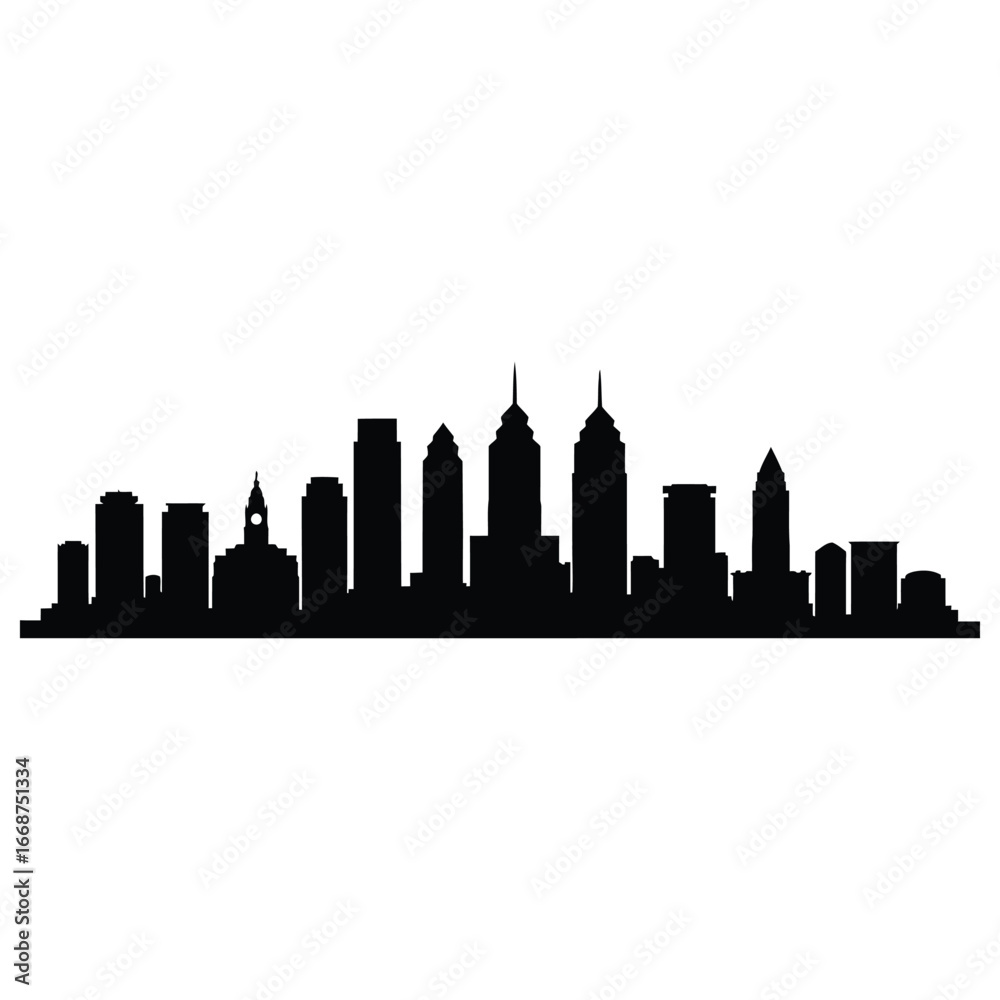 Naklejka premium Iconic Cityscape Silhouette of Philadelphia Architecture and Buildings