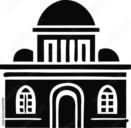 Historic building silhouette featuring dome arched entrance windows and classic architectural details for timeless appeal