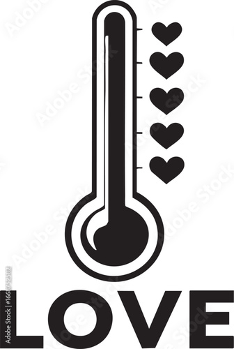Love Meter Vector Art with Hearts and Thermometer