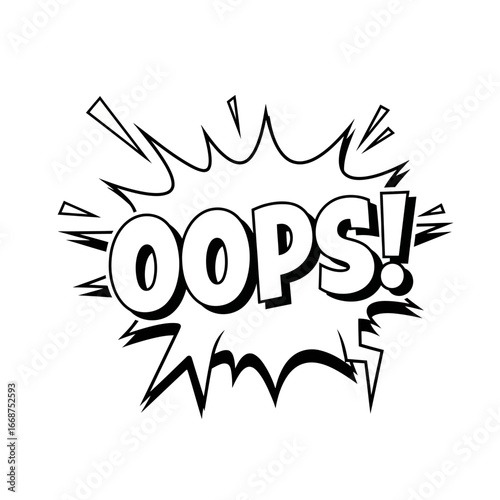 Black and White Comic Style "OOPS!" Explosion