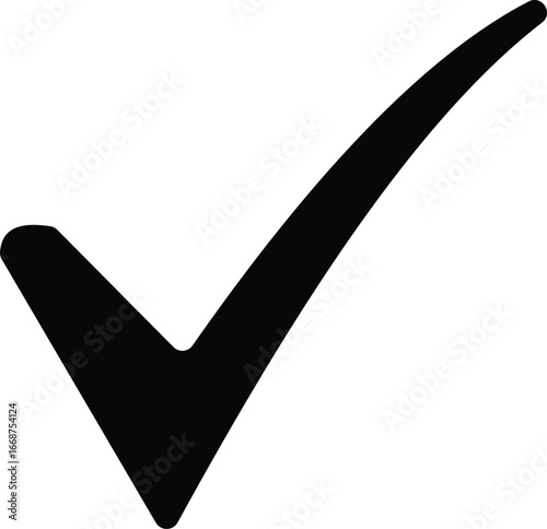 Black check mark symbol of approval confirmation success and agreement simple icon vector