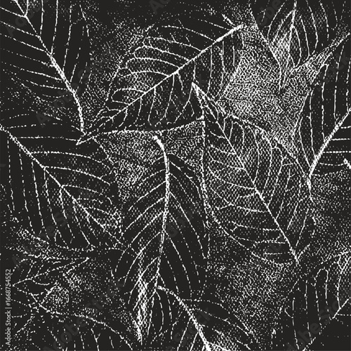 Organic grunge texture background, Distressed leaf pattern overlay, Vintage botanical stamp texture