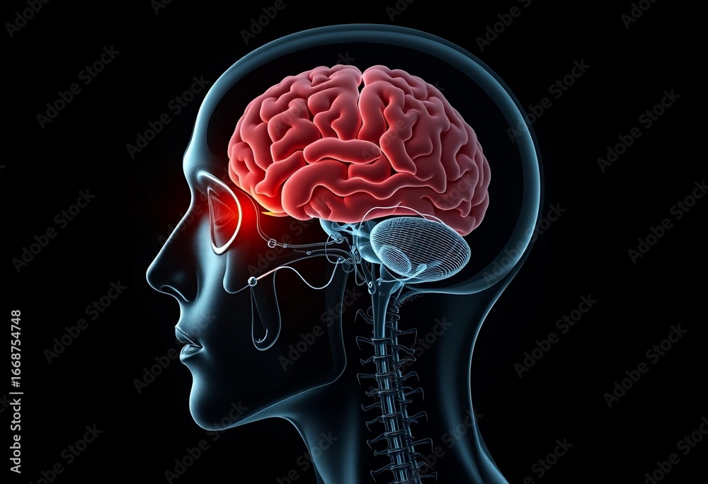 Obraz premium 3d rendered illustration of human brain in the black background.