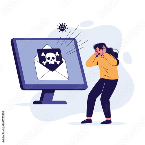Cyber attack malware threat warning danger computer virus cybersecurity concept