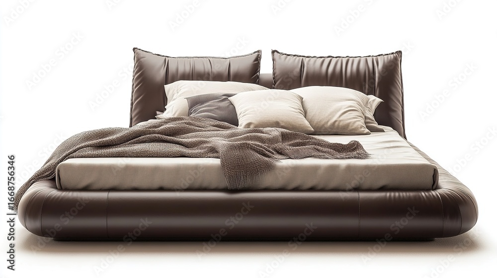 Obraz premium Luxurious bed on white background