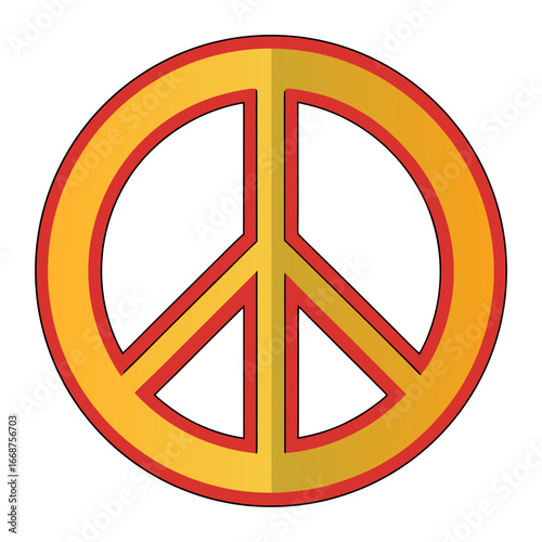 Vibrant peace symbol with warm golden and red hues radiating hope and unity for a better world, perfect for advocacy and positive messaging projects
