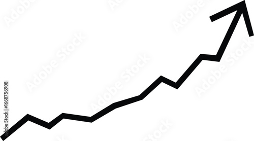 Hand drawn upward trending arrow graph showing positive growth and success vector