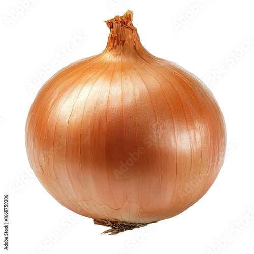 Fresh whole onion isolated on a white transparent background