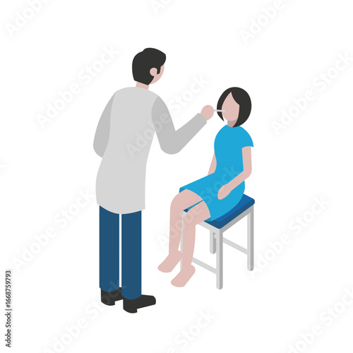 Doctor examining a patient's throat with a tongue depressor during a medical check-up.