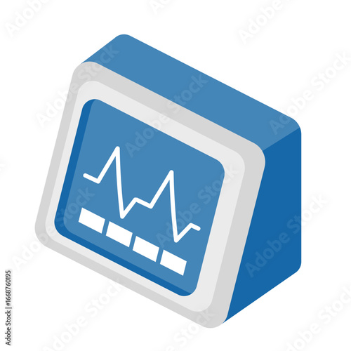 A digital medical monitor displaying a fluctuating waveform and data, representing vital signs and health monitoring.