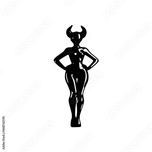 Powerful ancient goddess silhouette embodies strength and feminine mystique, ideal for mythology or empowerment themes.