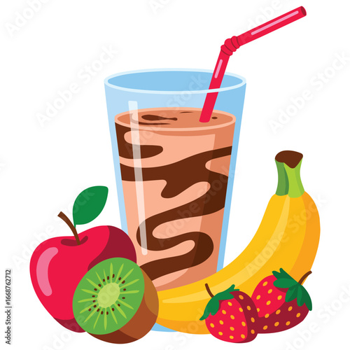 Fruit cocktail drink vector illustration isolated on white background