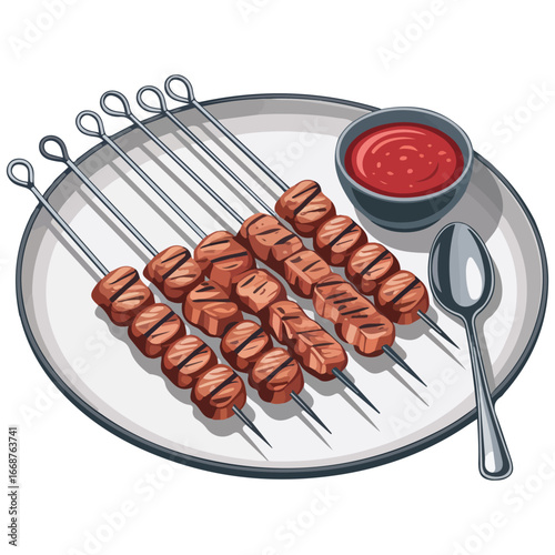 Kebab with sauce vector illustration isolated on white background