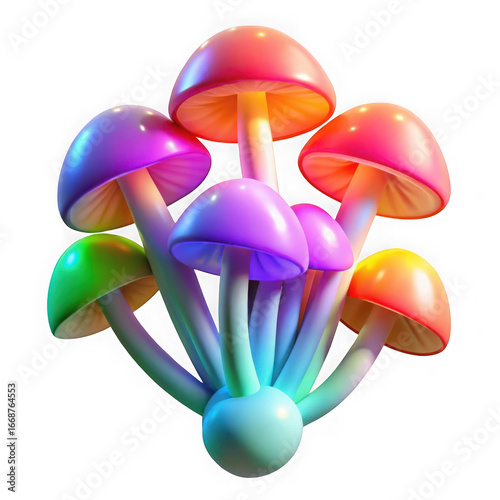 Vibrant psychedelic mushrooms capturing popular culture icons