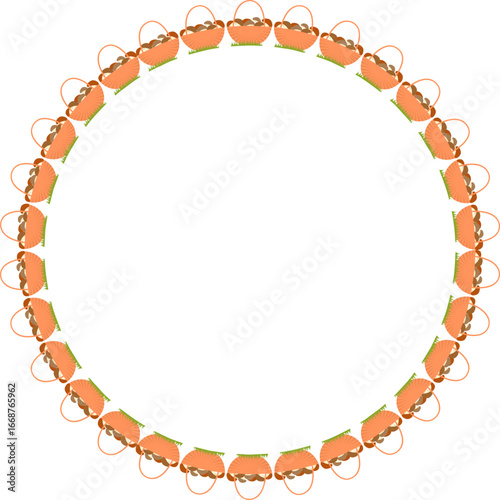 Mushrooms round frame. Hello autumn, thanksgiving decoration. Frame with empty space