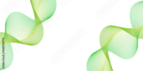 Abstract background with lines and waves. Medium banner size. Element for design isolated on white. Vector background for brochure, booklet, flyer, poster. Green gradient