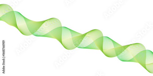 Abstract background with lines and waves. Medium banner size. Element for design isolated on white. Vector background for brochure, booklet, flyer, poster. Green gradient