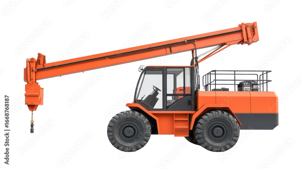 Fototapeta premium Modern manlift machine isolated on a white transparent background