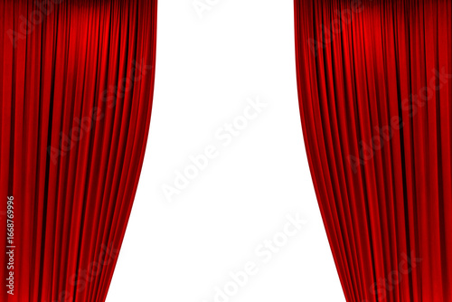 stage curtain Open Red, photo, png isolated on transparent background	