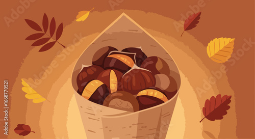 Roasted Chestnuts Flat Vector
