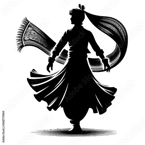 Dancer in traditional attire dancing against 
transparent background