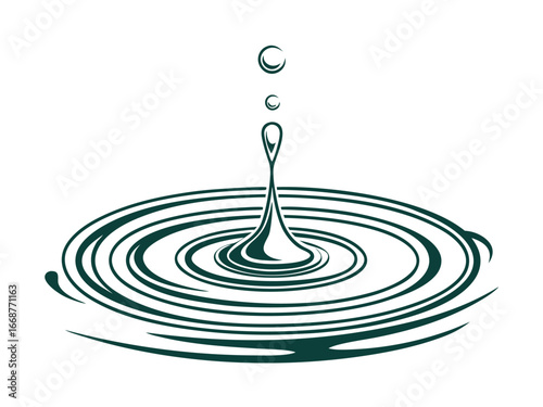 Water splash with two drops above the surface
