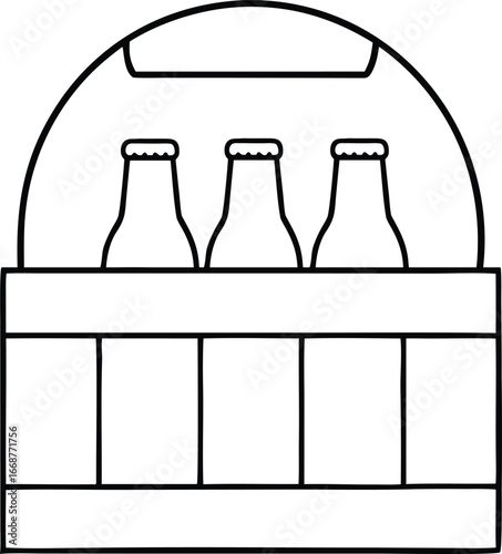 Six pack beer bottle outline icon vector illustration