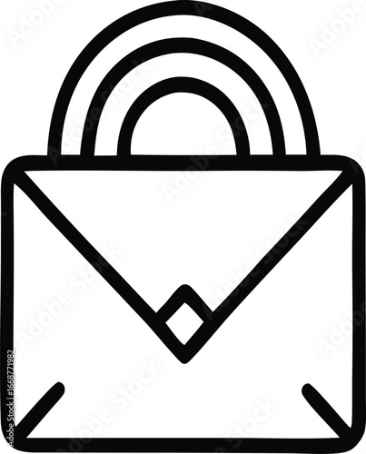 Modern envelope icon with rainbow accent symbolizing communication and good news delivery