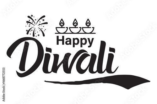 Happy Diwali hand writing calligraphy text. Diwali Festival vector, Deepavali design