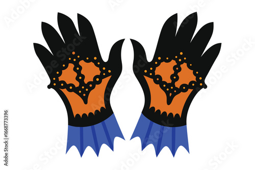 Decorative pair of Halloween Gloves for spooky season with unique design
